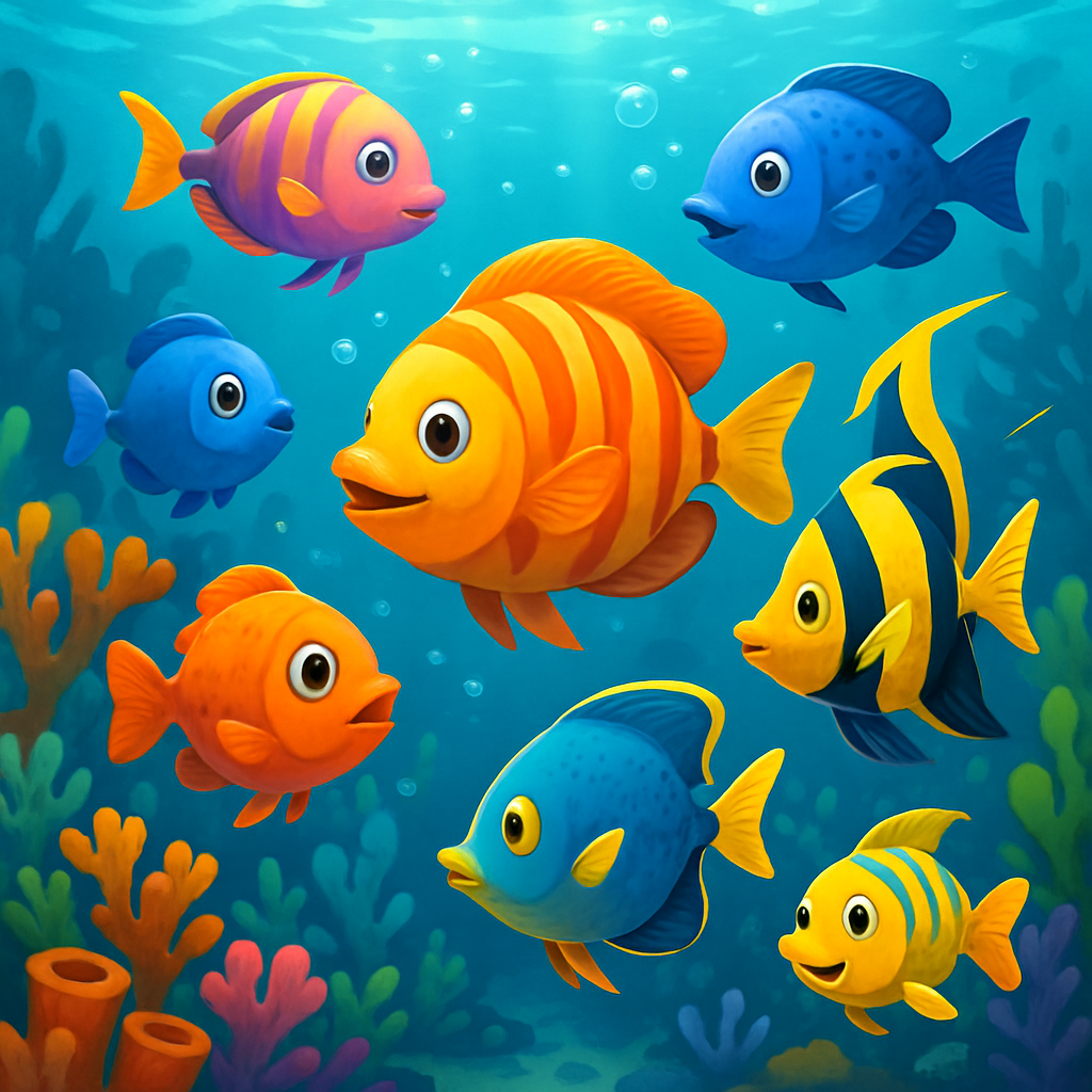 Underwater scene with colorful fish